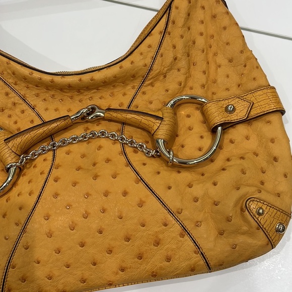Gucci exotic Ostrich Horse-bit  hobo NEW - Picture 15 of 17